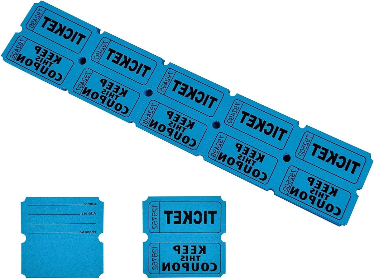 Loterij Loterij - Tombola Tickets - Evenementen Organiseren - Dubbele Tickets - 100 Stuks - Blauw