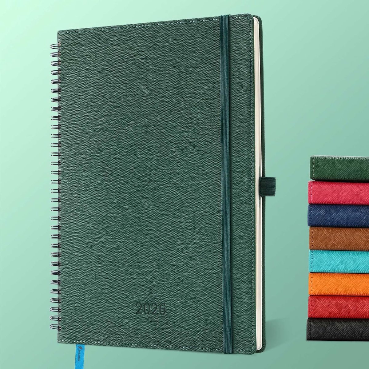 2026: Weekagenda A4 Schoolagenda 29 x 21,7 cm 12 Maanden van Jan.2026 tot Dec.2026, Planner 2026 Met 100 Grams Papier Zachte Spiral Binding Kaft PU Leren Groen