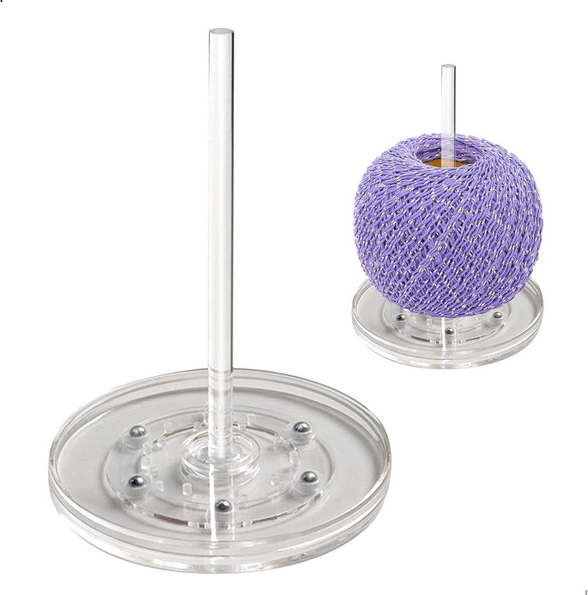 Garnhalter voor wol, draaibare wolhouder met kogellager, garenhouder, verticale garenopslag, wolkluwenhouder voor haken en breien, haakgeschenk voor breieljuvres, acryl, transparant