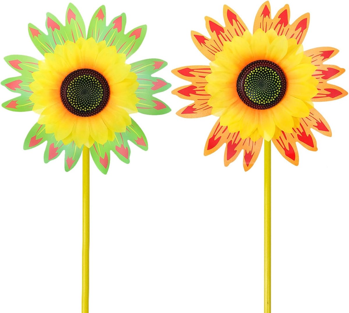 2 stuks windmolen, windspel, zonnebloem, tuinsteker, windspel, diameter 25 cm, windmolen, spinner, gazonwindmolen, windmolen, vogelafweer, voor bescherming tuin, binnenplaats, balk