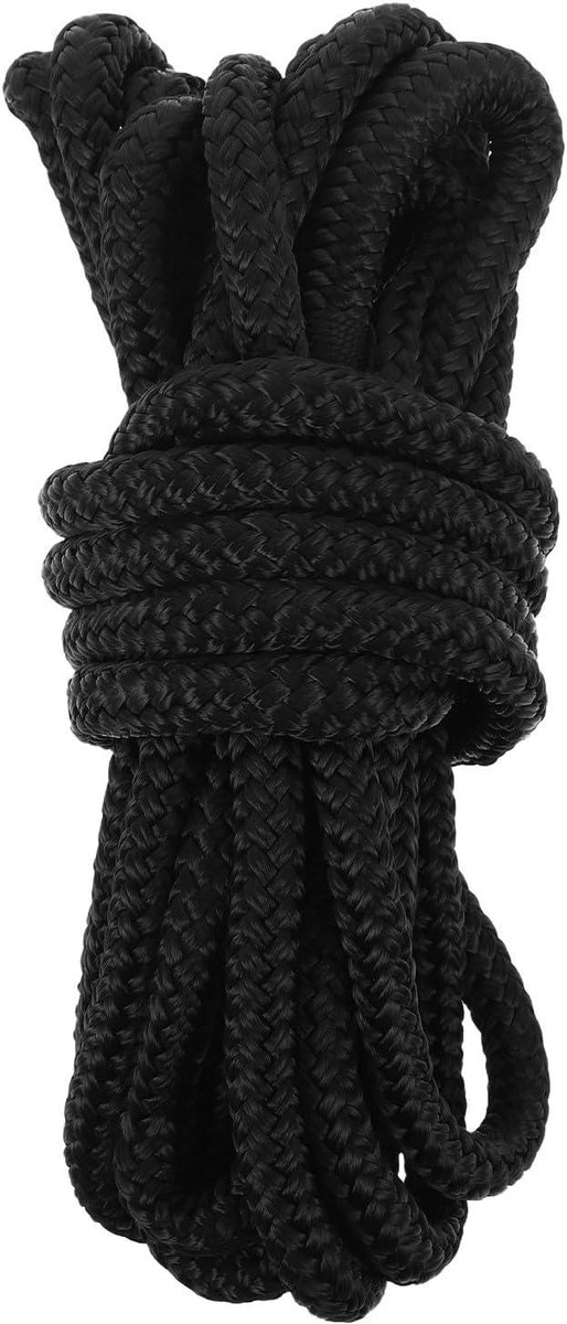 Gevlochten Nylon Aanleglijnen - Bootlijnen Afmeerlijnen - Veilig Aanleggen - Dubbel Gevlochten Ontwerp - 3/8'' x 15' - Zwart