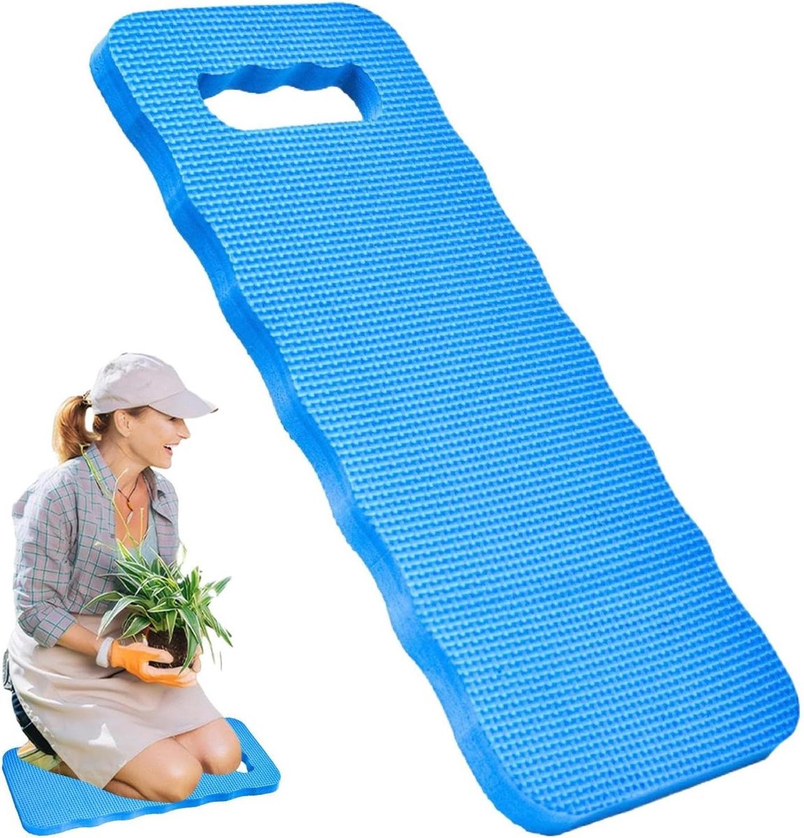 Dik Kniekussen - Schokabsorberend Kussen - Comfortabel Knielen - Handvat & Waterdicht - 39 x 17 cm - Blauw