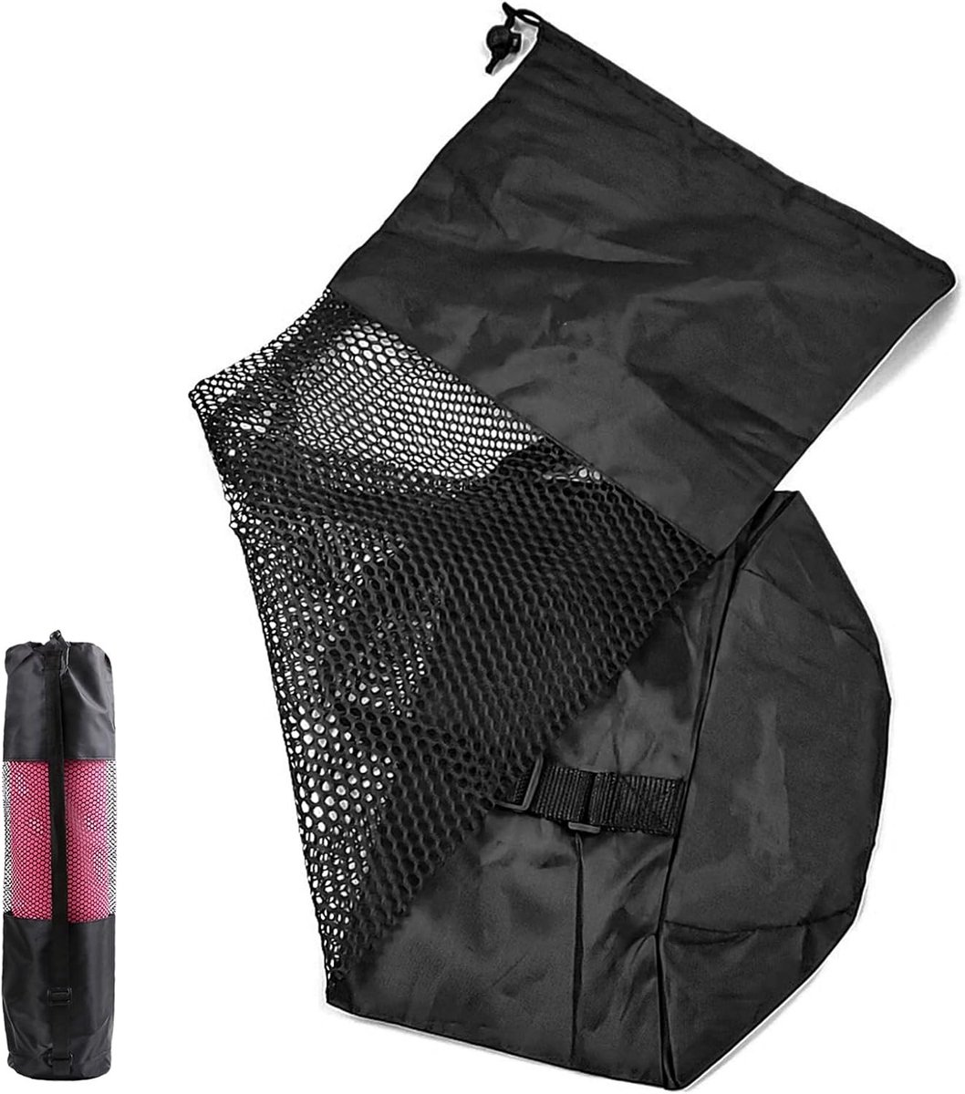 waterdichte tas met verstelbare schouderriem, netvak voor yogamat, tas met trekkoord, fitness, pilates, yoga-accessoires, 90 x 30 cm