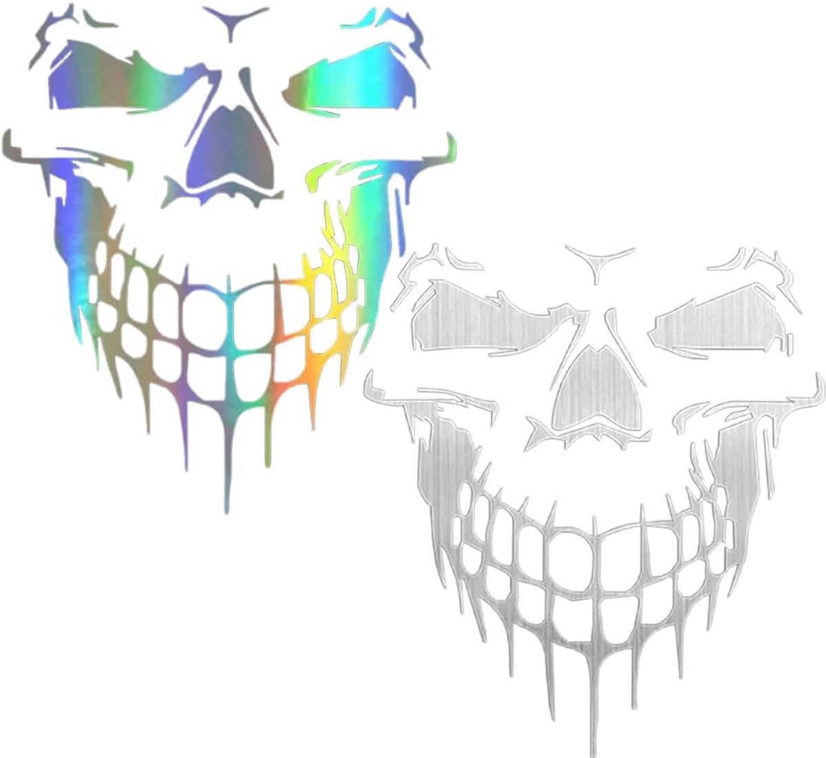 2 stuks autostickers in de vorm van een doodskop, reflecterend, Halloween, doodshoofd, schedel, reflecterende stickers, zelfklevend, decoratie voor auto, vrachtwagen, motorfiets
