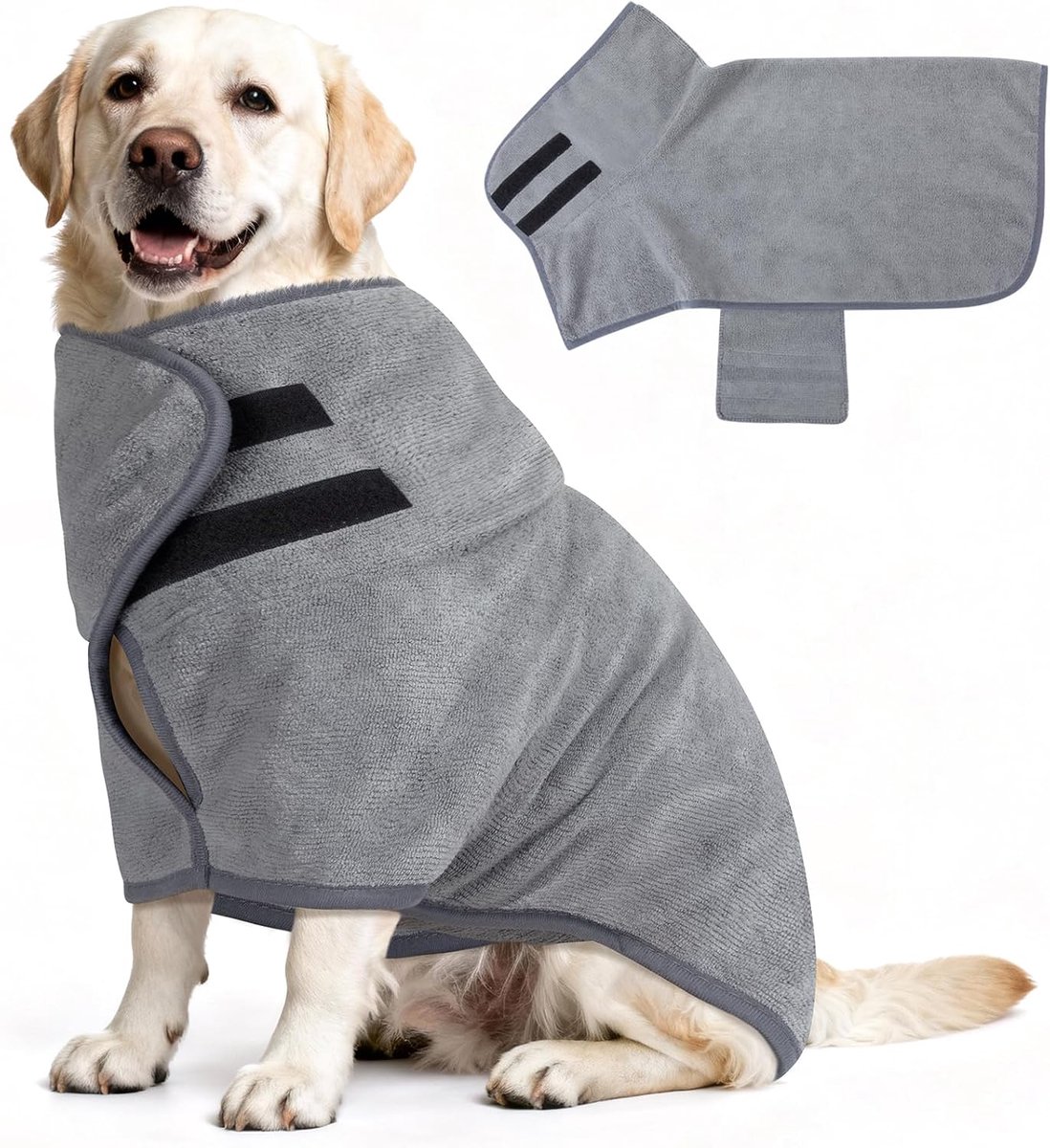 Droogjas voor honden, microvezel super absorberende hondendroogjas, verstelbare badjas, sneldrogende handdoekjas voor kleine, middelgrote en grote honden na het baden, zwemmen (XL)