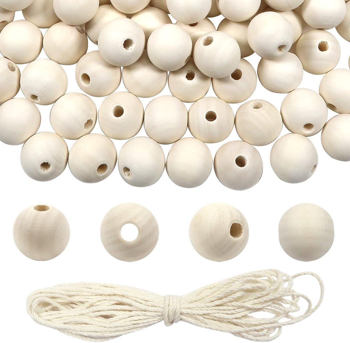 Kralen 20 mm Rond Losse Spacer Kralen met 5 m Katoengaren voor Thuis Decoratie doe-het-zelf Handwerk Maken