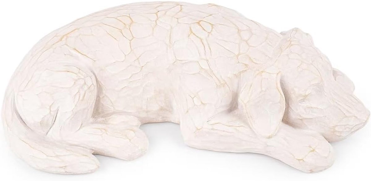Herdenkingscadeau voor honden - Hars gebeeldhouwde huisdier urn voor as, sympathie cadeau voor verlies van hond, herinnering aan huisdieren (wit)