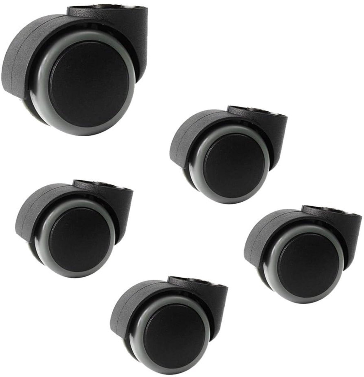 5 Bureaustoelwielen Zonder Pin, 50mm Vervangingswielen Harde Vloerwielen, Stille Zwenkwielen Polyurethaan Voor Bureaustoelen, Gatdiameter 8mm(Grey)