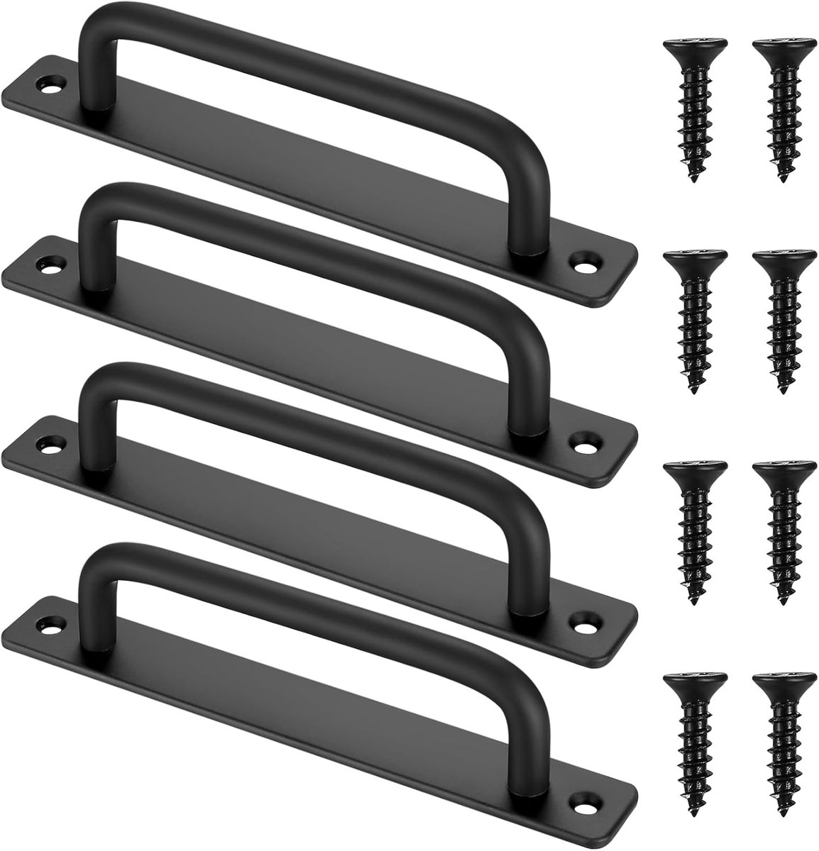 4-pack Schuifdeur Handgrepen, Zwarte Kasthandvatten met Schroeven, voor Kasten, Keuken, Meubelen, Tuinpoort, Schuur Deurhandvatten