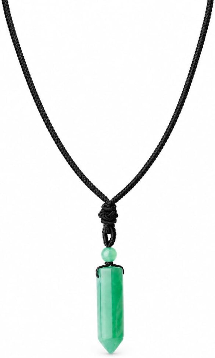 Helende steen, stippenhanger, halsketting met instelbaar gevlochten touw, zeshoekige kristallen hanger, ketting voor dames en heren, partner, geschenken, geluksketting