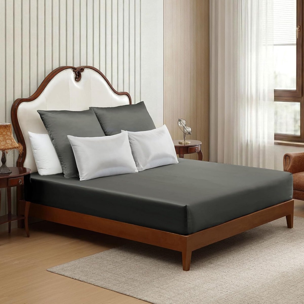 SnelShoppen - Cleva Home Satijnen Hoeslakenset 3-delig, Zilverkleurig, 160 x 200 cm, Geschikt voor Matras tot 28 cm, Luxe Hoeslakens voor Luxe Slaaper