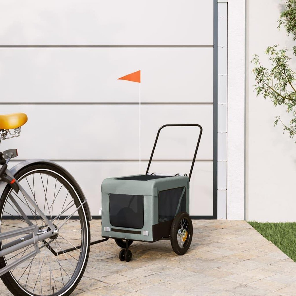 Fietskar voor Huisdieren - Hondenkar Transportkar - Comfortabel Reizen - Stevig IJzeren Frame - Niet Gespecificeerd - Grijs en Zwart