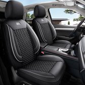 Autostoelhoezen voor Audi Q3 Sportback in pasvorm| Set van 2 stuks | Bestuurder + Passagiersstoel AIS Serie | AIS103 | Zwart met witte stiknaden