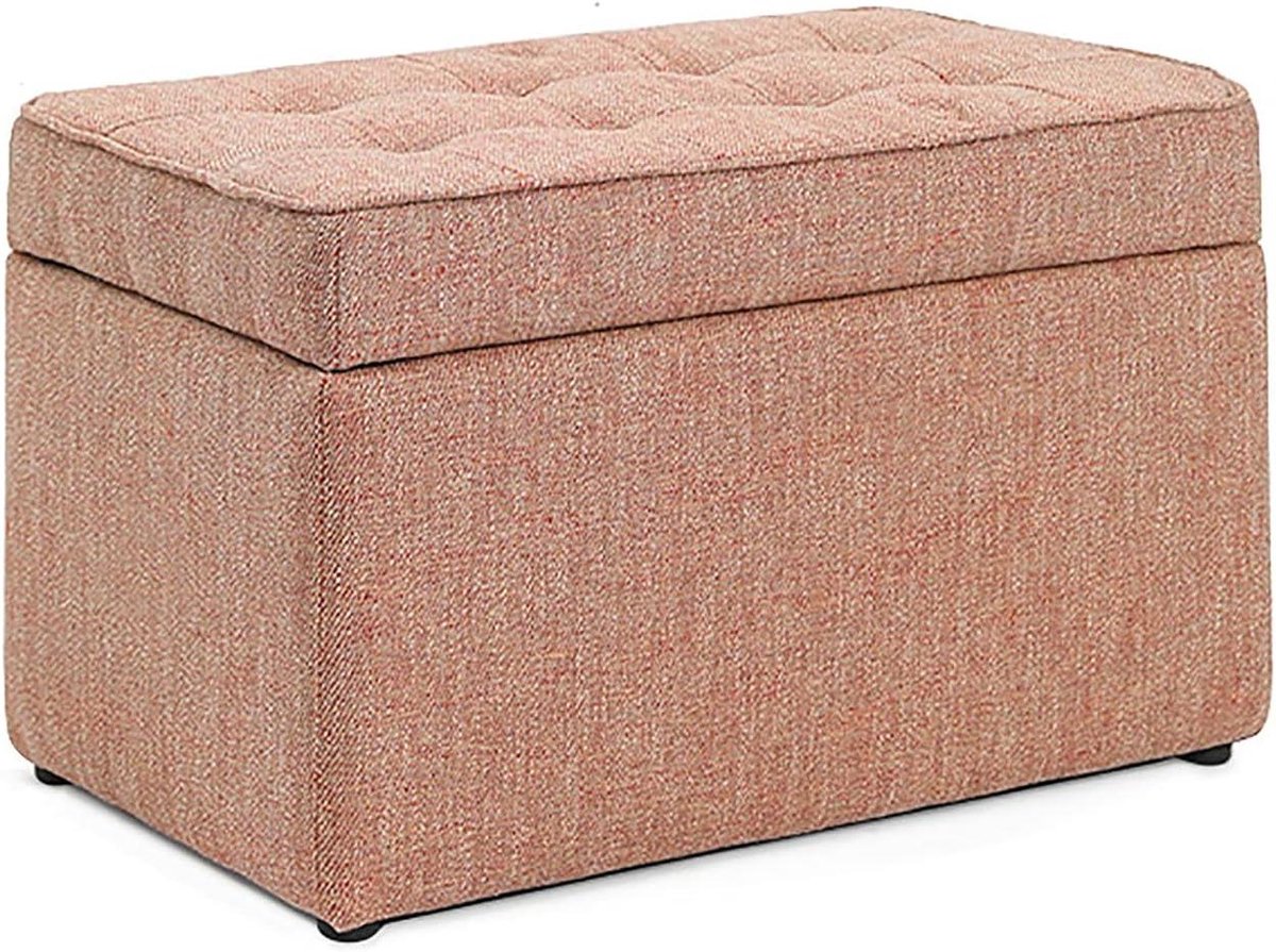 Opbergbank Ottomaans - Voetenbank Kruk - Ruimte Besparen - Grote Verborgen Ruimte - 60x38x40 cm - Oranje