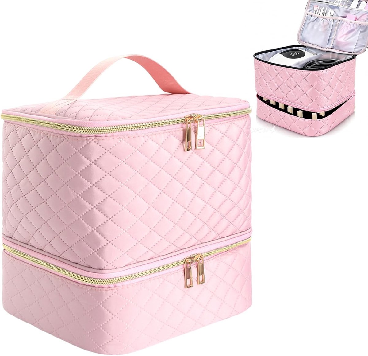 SnelShoppen - Nagellakopslag Semi-Permanent Dubbele Laag voor 30 Flesjes Nagellak en LED Nagellamp - Handige Organizer voor Thuis of Salon