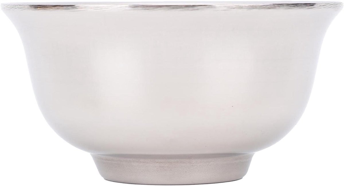 Scheerkom Roestvrijstaal - Scheerzeep Beker - Luxe Scheerervaring - Brede Opening - 9 x 8 cm - Zilverkleurig