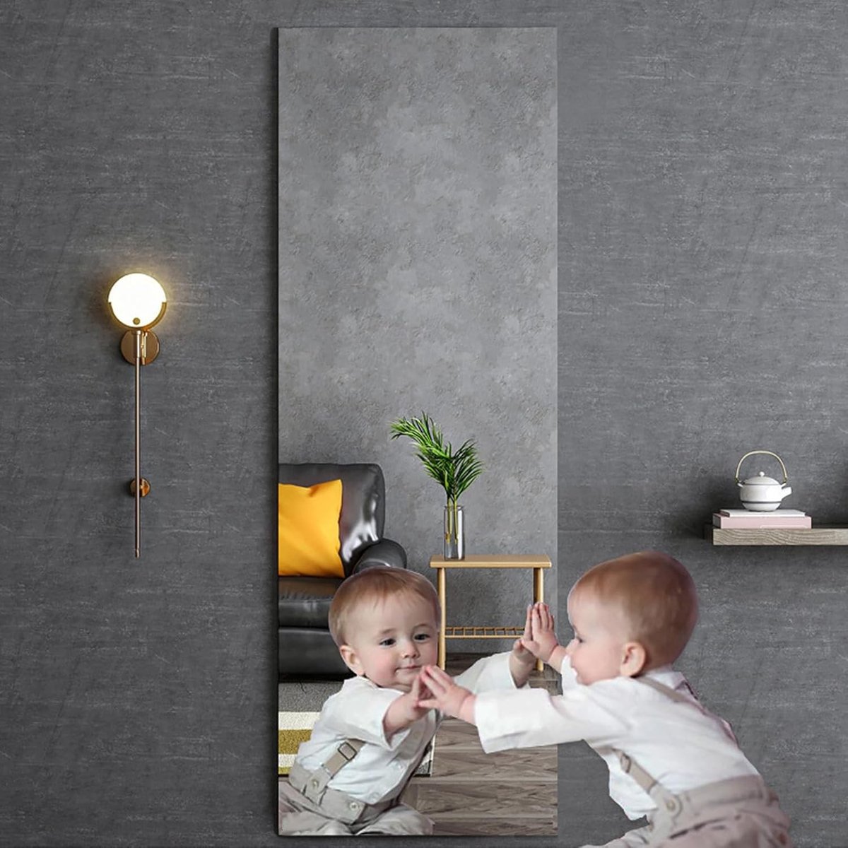 Spiegel voor aan de muur, 40 x 120 cm, 2 mm dik, acryl, volwaardige lengte, ideaal voor slaapkamer, deur en DIY wanddecoratie
