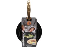 Masterchef Koekenpannen | Koekenpannenset 3 Stuks | Ø 20, 24 en 28 cm | Geschikt voor verschillende warmtebronnen | Inductie, Elektrisch, Gas en Keramisch Pannenset | Braadpannen