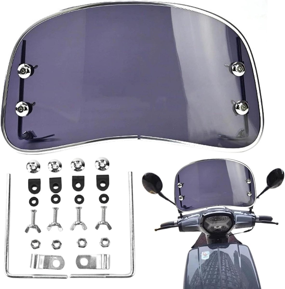 Motorfiets Windscherm - Scooter Deflector - Comfortabel Rijden - Verstelbare Hoogte - 39 x 22 cm - Transparant
