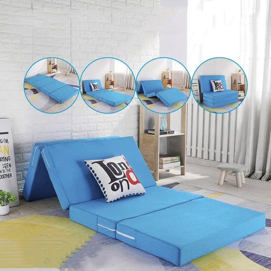 Bedmatras - Opvouwbaar Matras - Gast slapen - Waterproof hoes - 200x80x10cm - Zwart — afbeelding 2