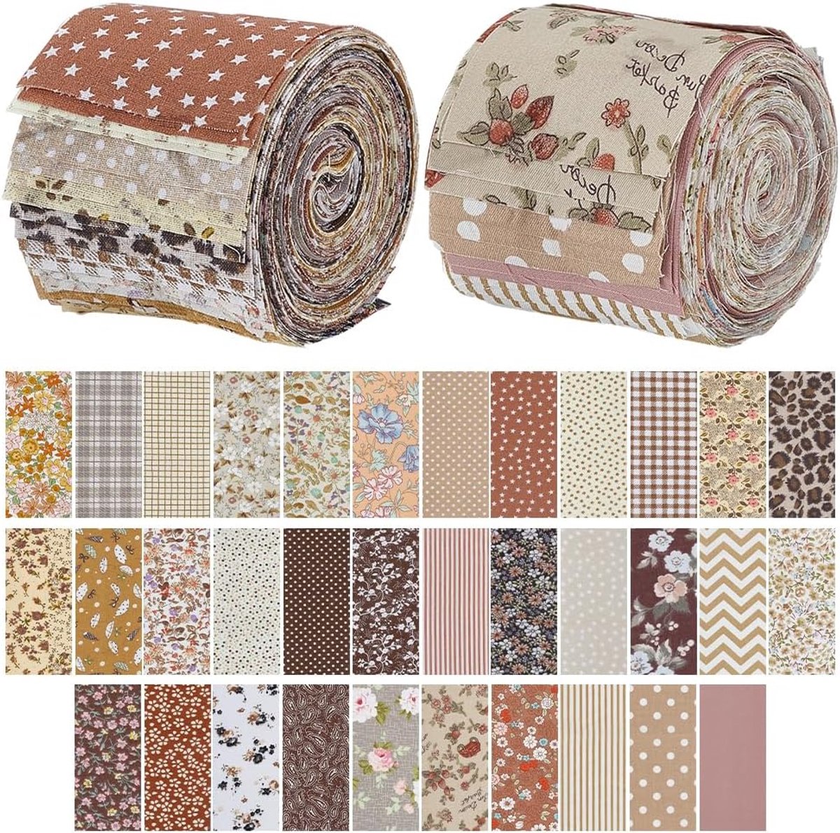 Stofstrips, bundel, om te quilten, bundel van katoenen strepen, patchwork, stofgesneden, doekquilts, strepen om te naaien, patchwork, doe-het-zelf, handwerk, 50 x 6 cm
