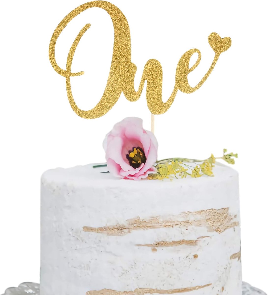 taarttopper voor 1e verjaardag - gouden glitter liefde hart taart decoratie benodigdheden, enkelzijdige taart smash decoratie foto cabine rekwisieten