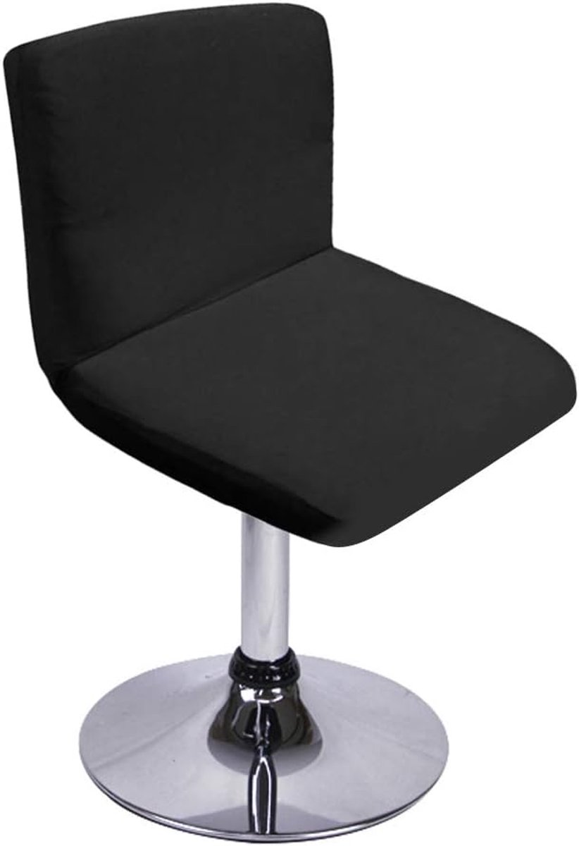 Zwarte Barkrukken Slipcovers met Rugleuning - Stretch Cover voor Korte Swivel Eetkamer Stoel en Barkruk