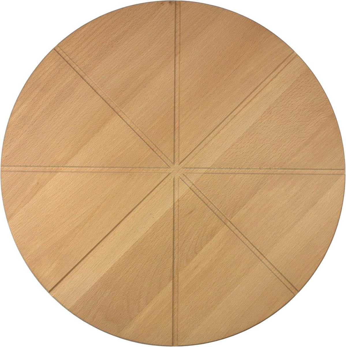 efo Houten serveerplank voor pizza's - Pizzaplank met groeven voor snijden en proportioneren - houten serveerplank - ronde snijplank voor pizza - Dia. 40 cm