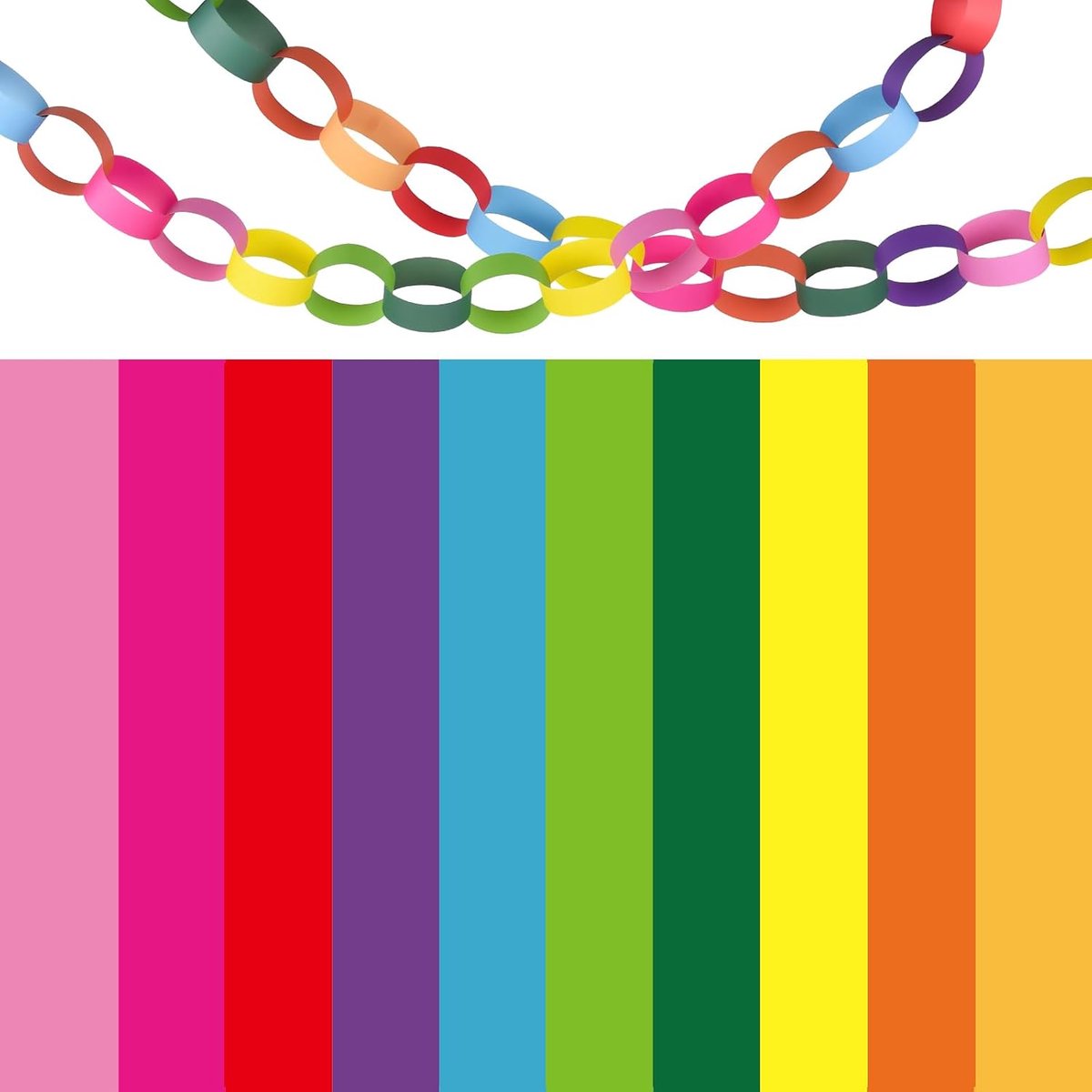 600 Stks Papierkettingen Heldere Kleur Papierstroken voor Klaslokaal Thuis Feest Decoratie Benodigdheden
