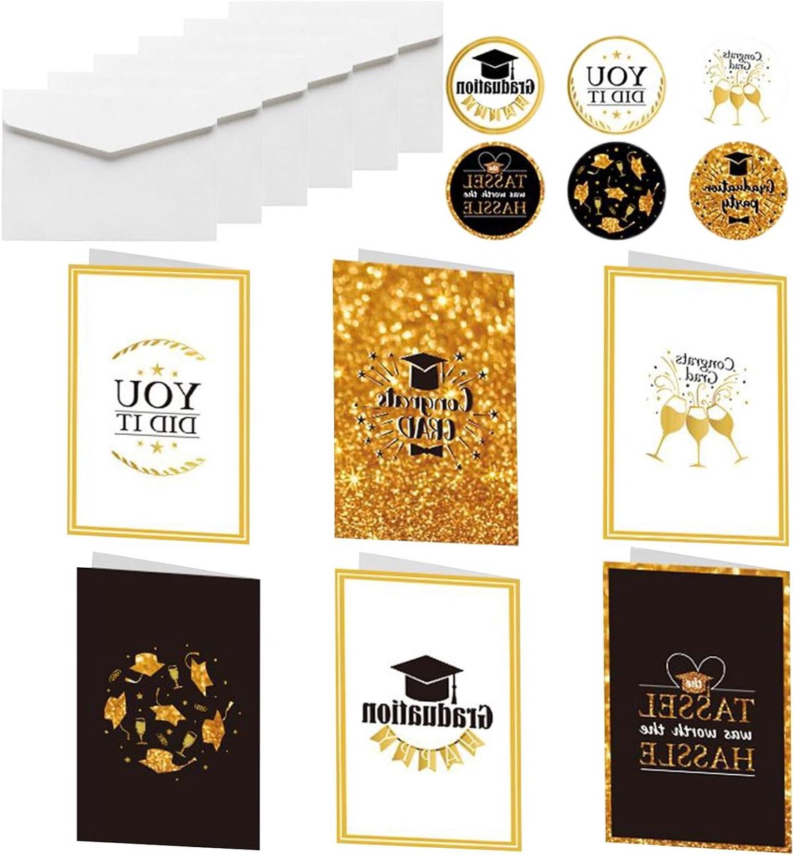 Diploma Kaart - Afstudeerkaart Felicitatiekaart - Academische Prestaties Vieren - Met Enveloppen en Stickers - 14 x 11.5 cm - Elegant