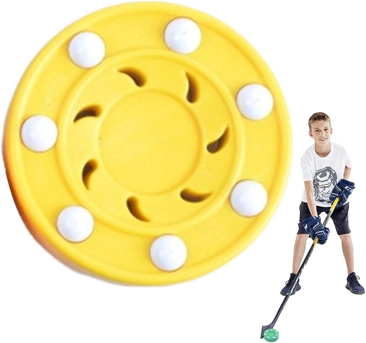 Straathockeypuck - Roller hockey puck - Oefenen en spelen - 7-wiel ontwerp - 7.5 cm diameter - Willekeurige kleur