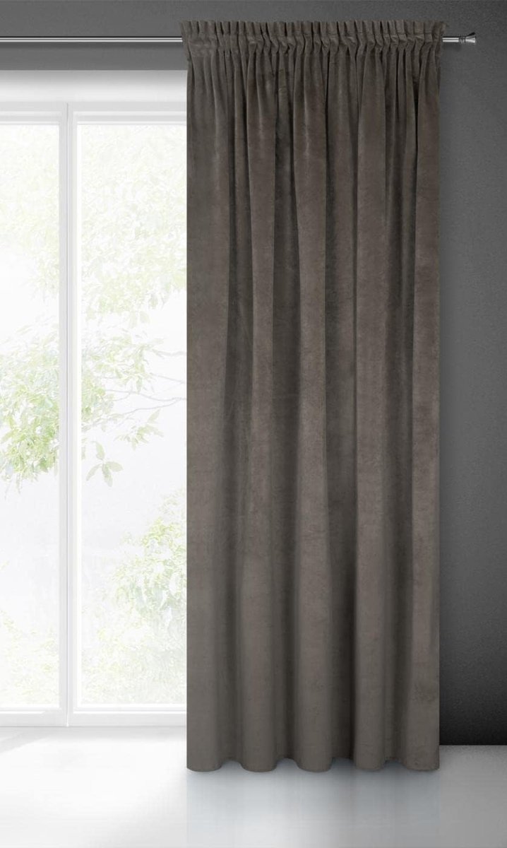Villa Gordijn, fluweel, zacht, plooiband, 1 stuk, edel gordijn, dik, 290 g/m2, elegant, glad, effen, wollig, modern, klassiek, woonkamer, slaapkamer, lounge, grafiet, 140 x 270 cm