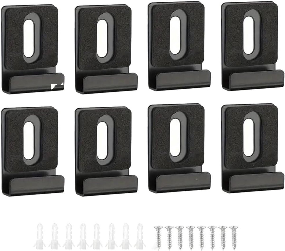 Set van 8 metalen spiegelclips, wandmontage spiegelhouder met schroef rubberen pad, zware ophanghaak voor fotolijstweergave, spiegel, billboard (zwart)