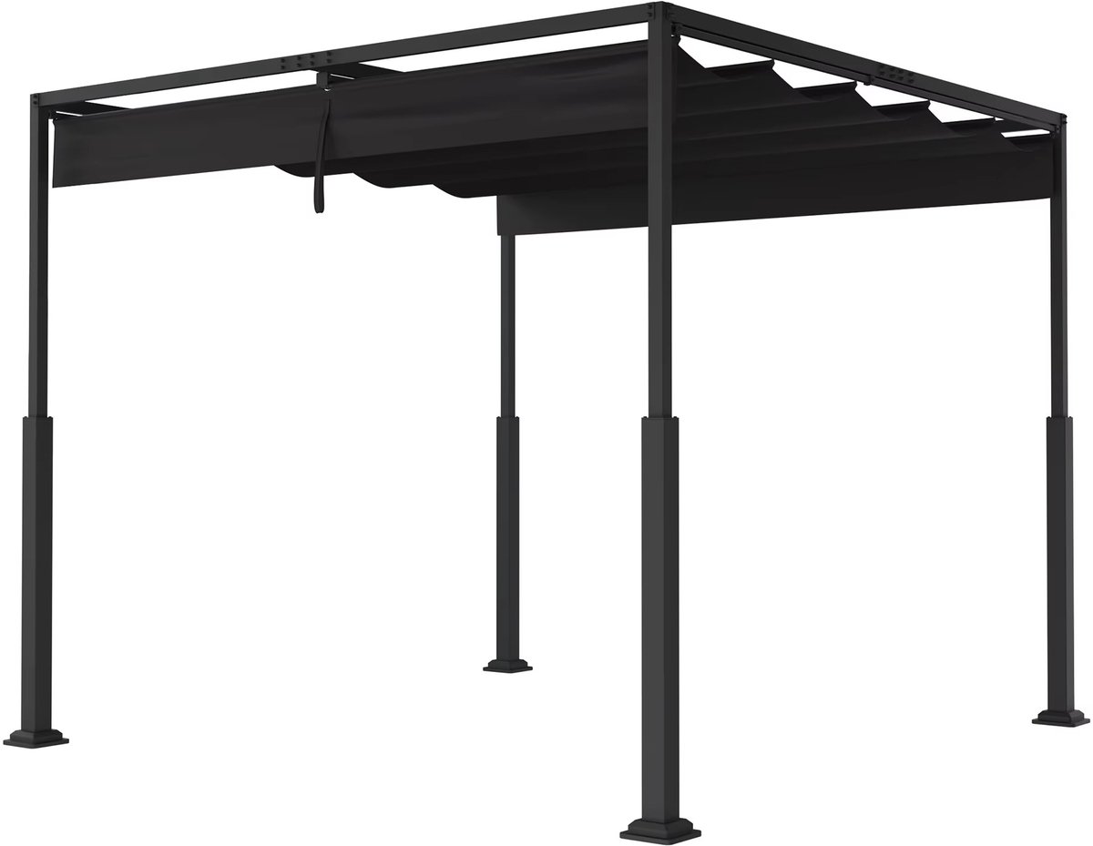 Pergola 3x3 m – Waterdichte Tuinpergola met Schuifdak – Stalen Frame – Zonwering voor Tuin, Terras & Patio