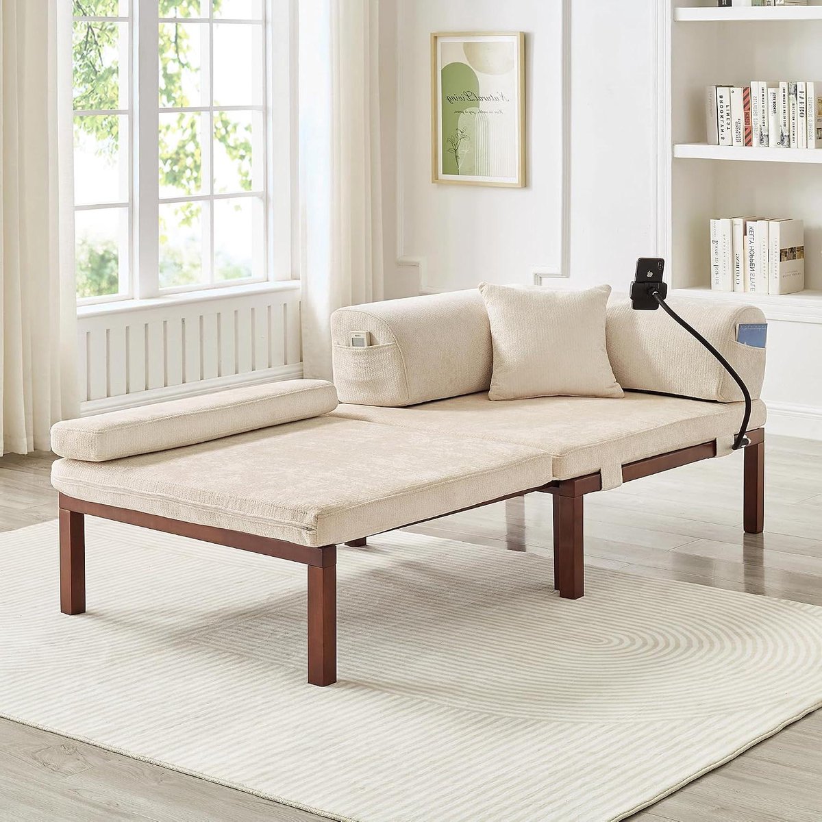 Klapbank Massief Hout - Uittrekbare Bank Bed - Zit en Slaapruimte - Ruimtebesparend Design