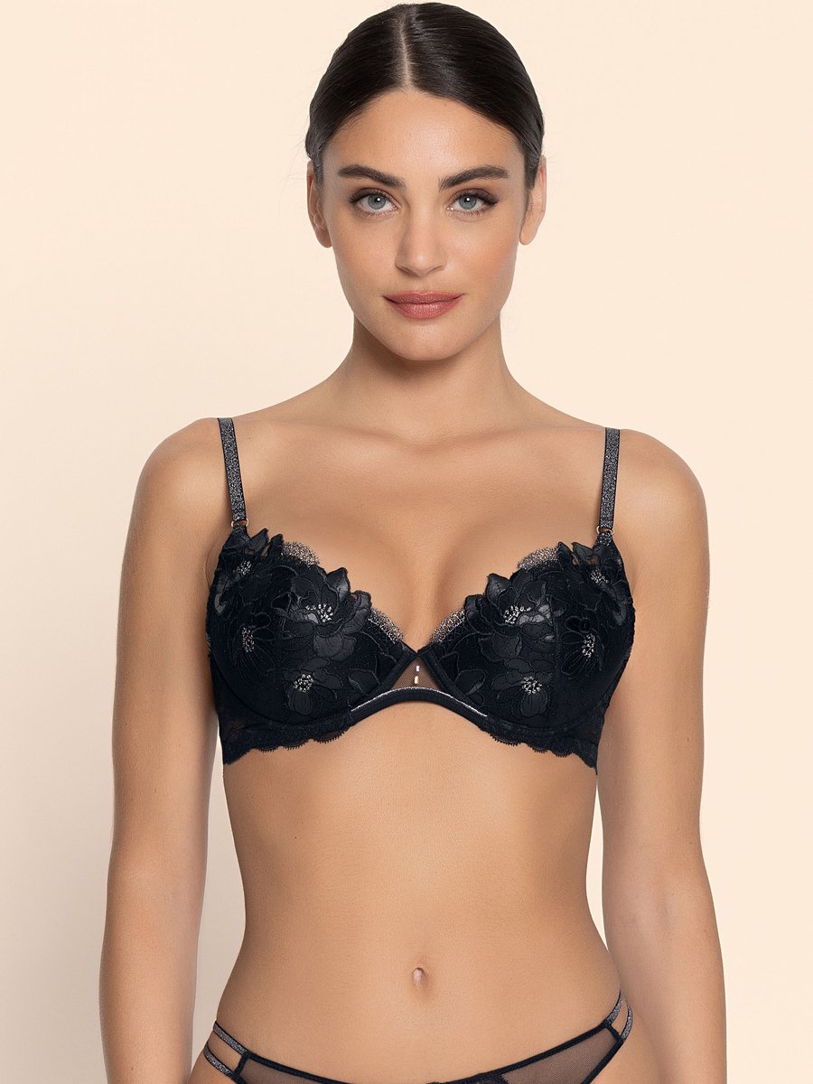 Lise Charmel Cuir Sexy Couture Push-up BH Noir Argent Zwart 80 B