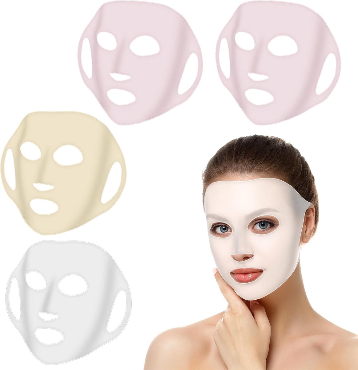 Maskers, siliconenmasker, herbruikbare gezichtsmasker bedekking, anti-rimpel siliconen masker, vochtinbrengende gezichtsmaskerhouder voorkomt verdamping