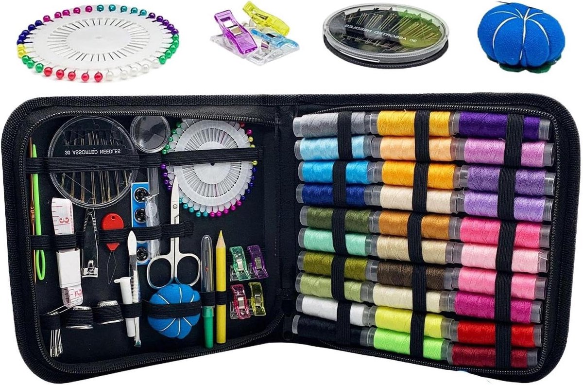 Naaiset met Etui - Handnaaisets Borduursets - Kleine Reparaties Maken - 131 Delige Complete Set
