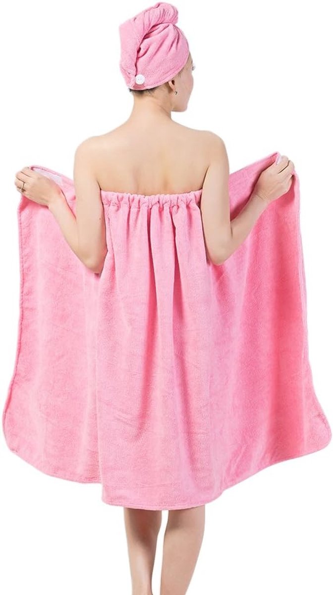 Dames Saunakilt Sauna Kilt Handdoek, Spa Badjas Set Badlaken met Haardroger, Verstelbare Breedte Saunasarong Saunahanddoek Microvezel Sarong Kilt