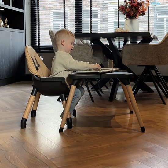 ComfyKidz® 5-in-1 Kinderstoel - Verstelbare Baby- en Peuterstoel - Kinderzetel - Meegroei stoel - Moderne Design Eetstoel voor Kinderen - Geschikt voor 6m+ tot 5 jaar - Beige/Zwart van ComfyKidz® — afbeelding 2