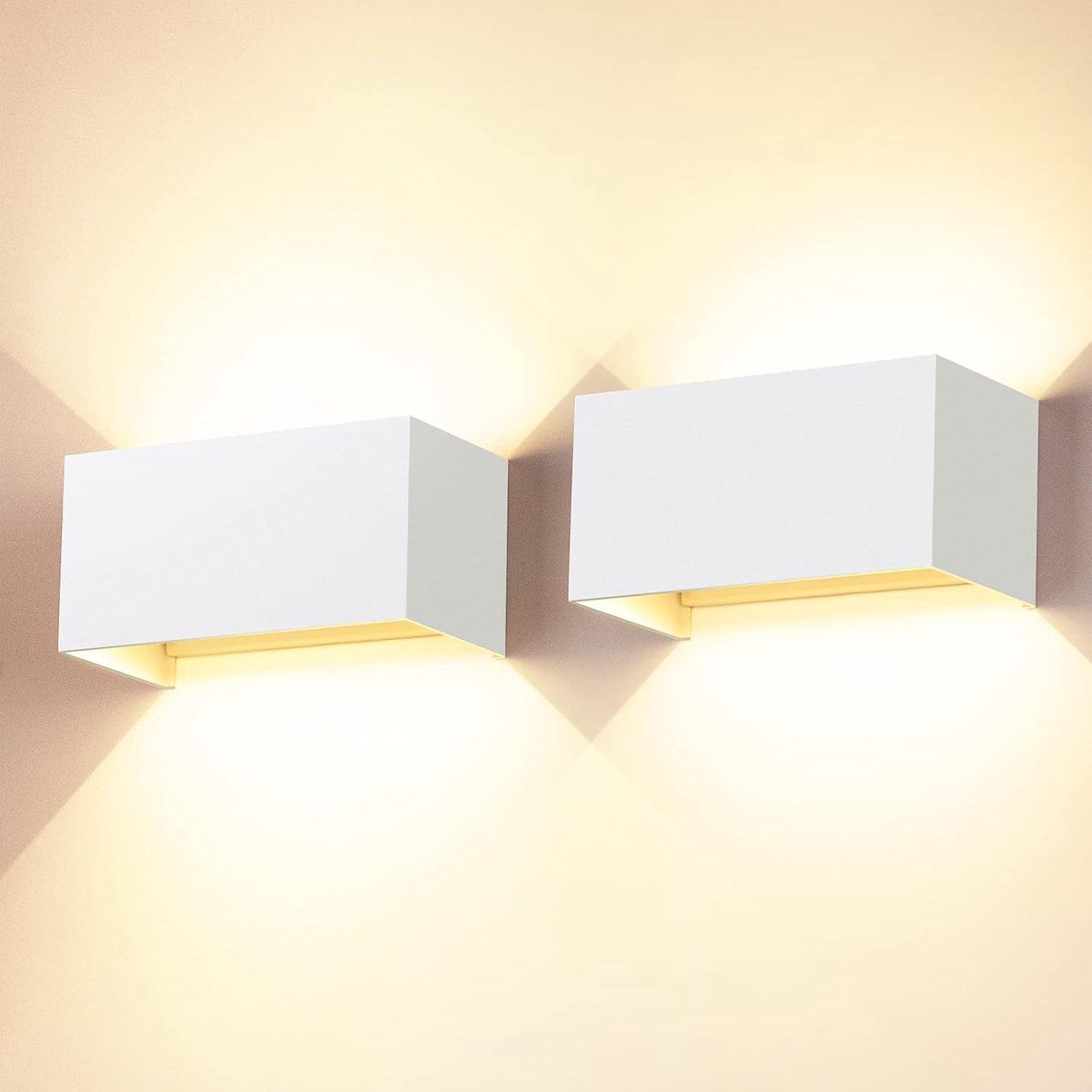Pack of 2 Indoor and Outdoor Wall Lights, 24 W, Up and Down Light Beam, Outdoor Lights, LED, Warm White, 3000 K, IP65 - ShopVlot