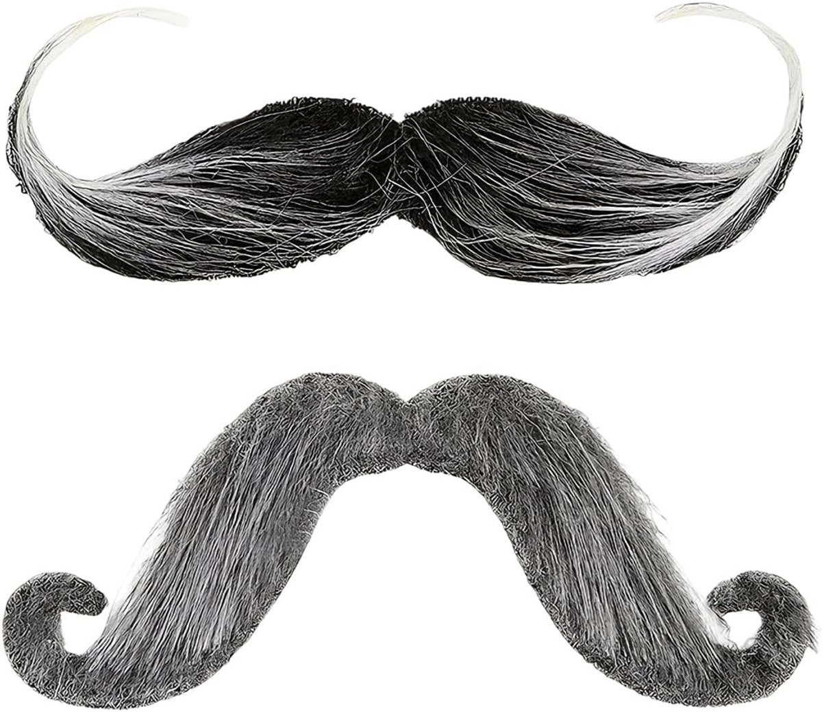 Set van 4 Valse Snorren en Baarden in Zwart en Grijs voor Feestjes, Verkleedpartijen en Themadagen