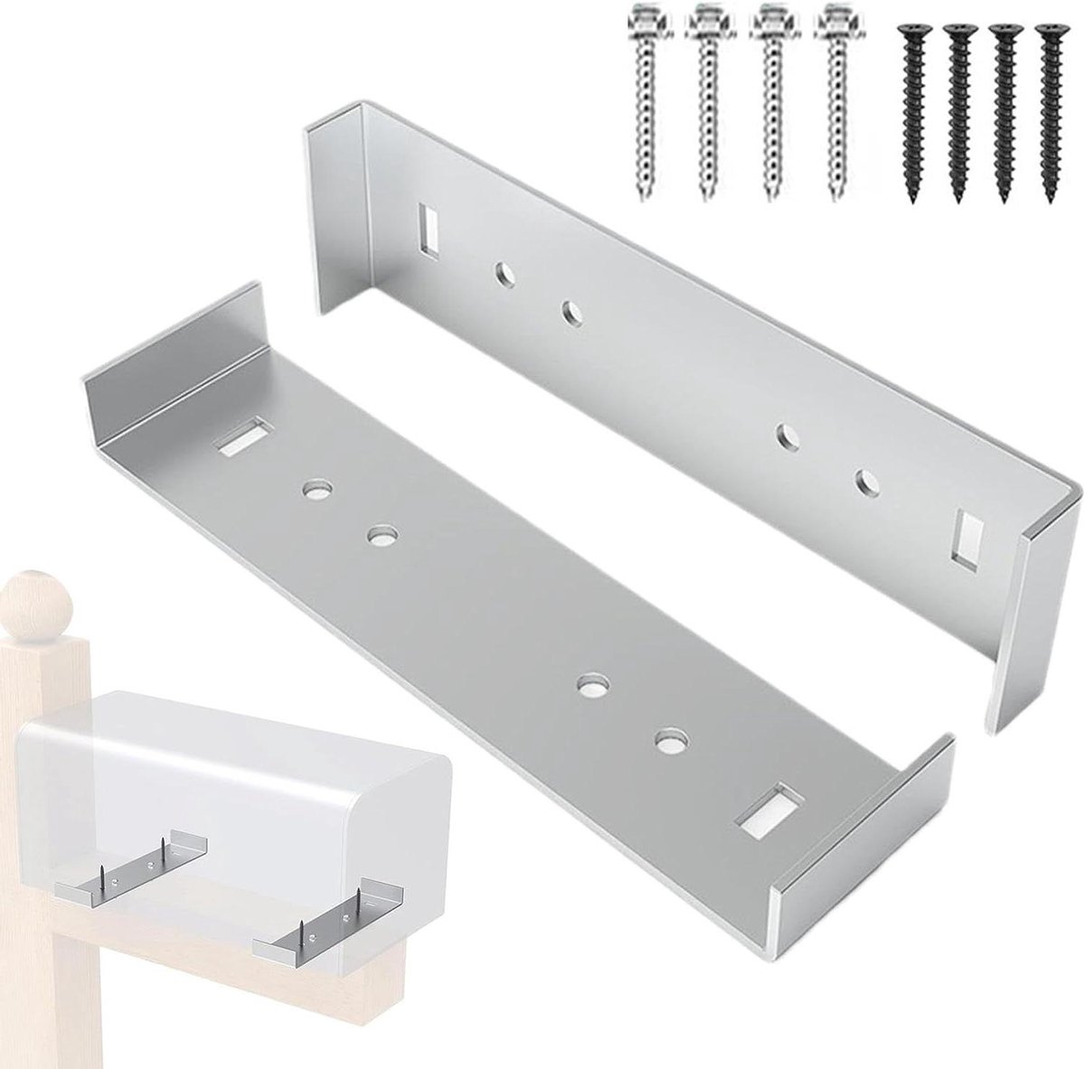 Brievenbusmontagebeugels - Brievenbusbeugels Mailbox Hardware - Brievenbus Bevestigen - Roestbestendig Aluminium - 20 cm breed - Zilver