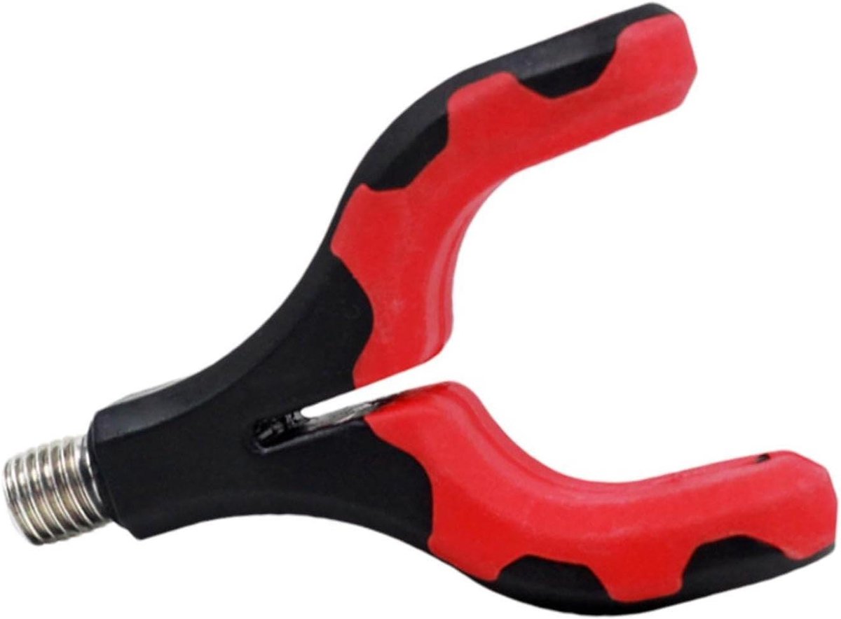Hengelsteun V-kop - Stoksteun paalnest - Vissen stabiliseren - Antislip siliconen grip - 5 x 7 cm - Rood
