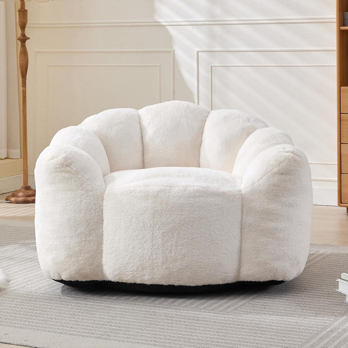 Zitzak Lotusdesign - Stoel Pluche - Ontspannen Zitten - Direct Inzetbaar - 110 x 110 x 68 cm - Wit