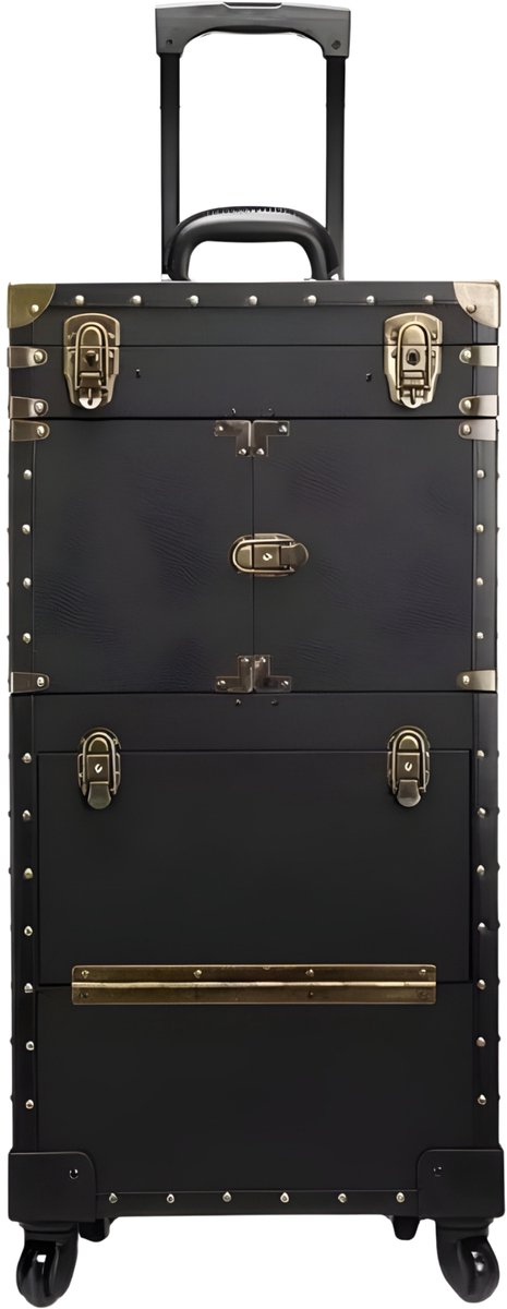 Zwarte luxe kappersbag - 15-20 kg draagvermogen - PVC & hout - Salon organizer box