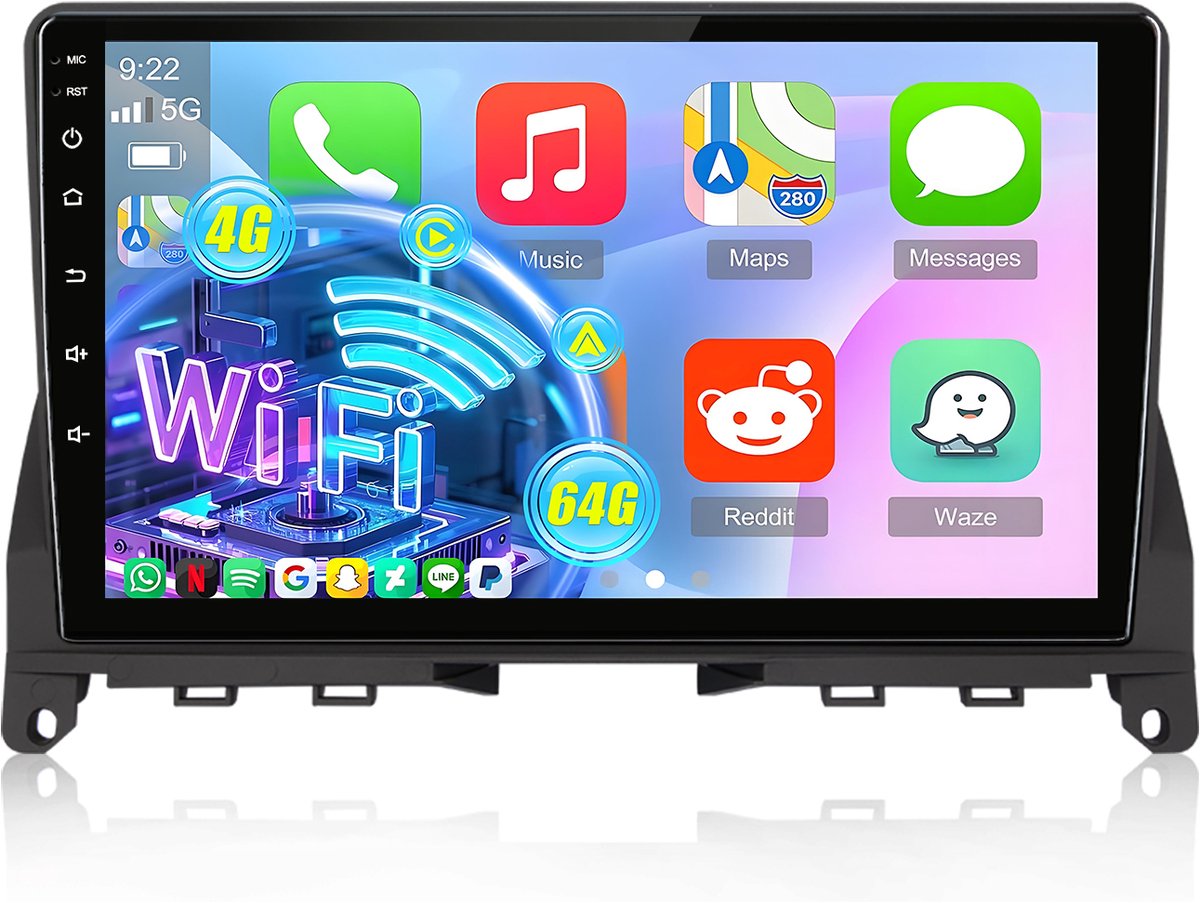 Cestovet Autoradio - Geschikt Voor Mercedes Benz C-Klasse W204 S204 - Draadloos Apple Carplay & Android Auto - Android 15 - 4+64GB - navigatiesysteem - Bluetooth USB FM RDS