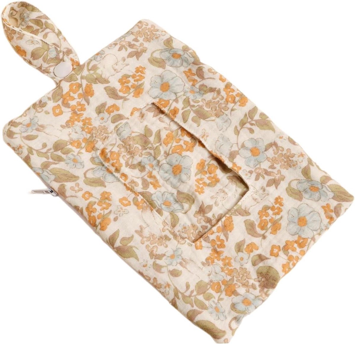 Doekjesdispenser Kinderwagen - Luierhouder Herbruikbaar - Onderweg Luiers Verwisselen - Hangend Ontwerp - 22 x 14 cm - Gele Bloem