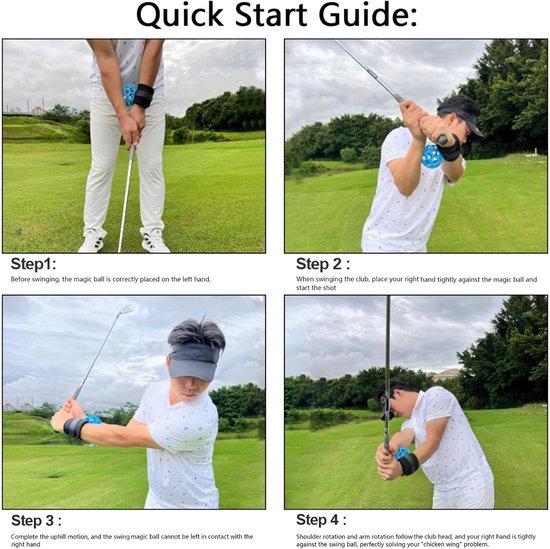 Golf Swing Trainer - Polsband Oefenbal - Golfswing Verbeteren - Corrigeert Vliegende Ellebogen - Verstelbaar - Blauw van GOLF — afbeelding 5