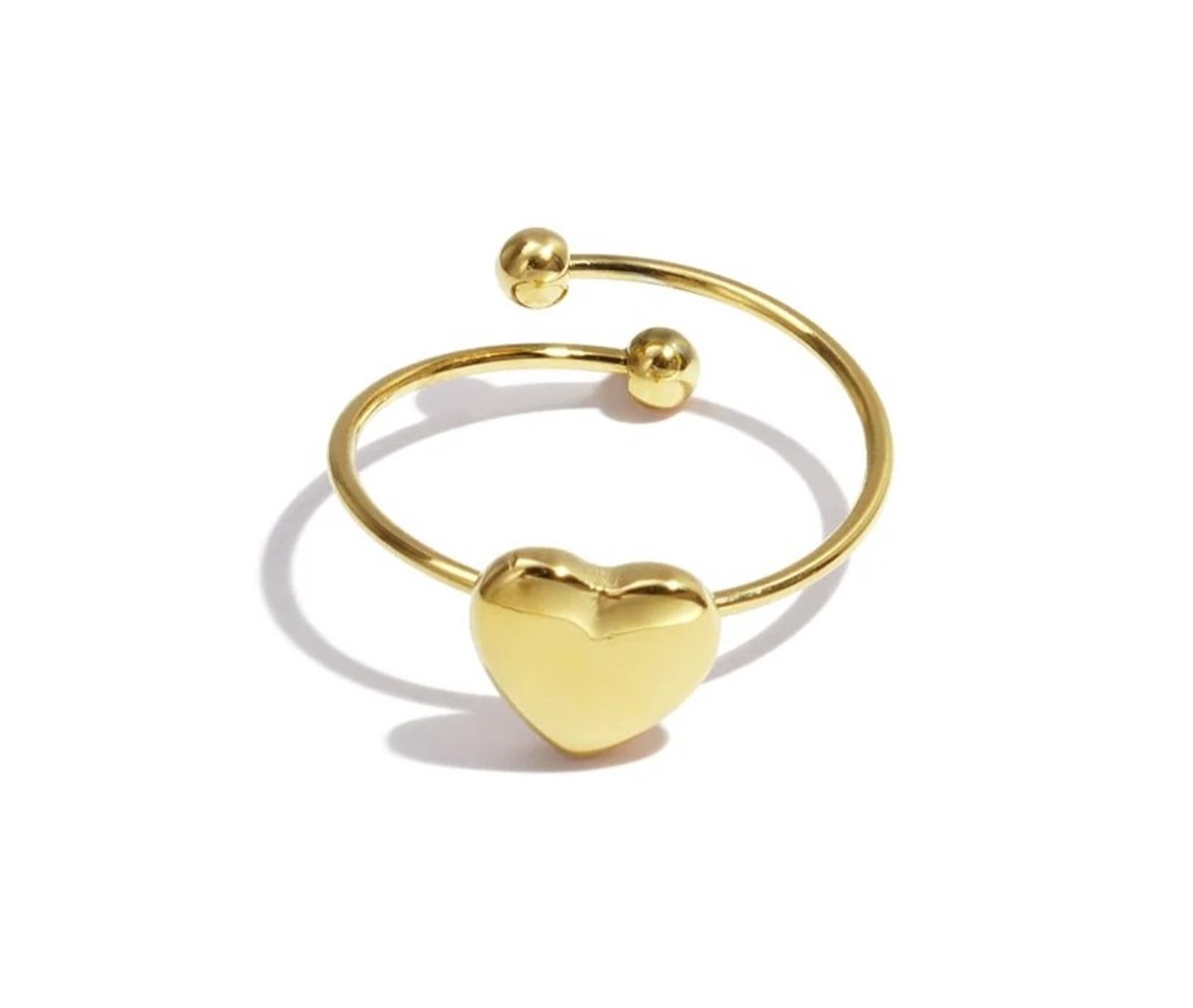 Hartjes ring - Stainless steel - Waterproof, verkleurt niet - Verstelbaar - Romantisch - Damesdingetjes